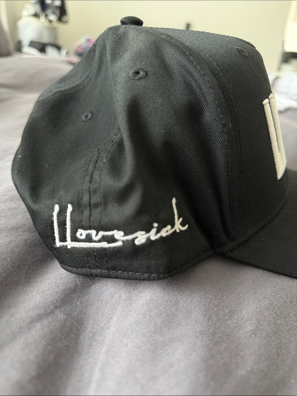 Black Baseball Cap with White Embroidered Logo - Picture 3 of 3